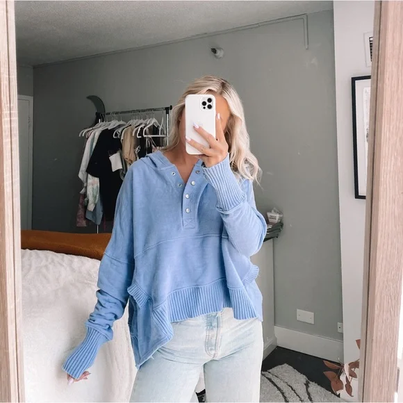 FREE PEOPLE Solid Honey Dove Pullover in African Violet S - Picture 4 of 6